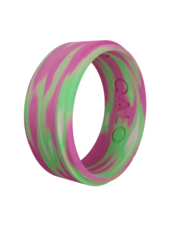 Men's Aurora Polished Step Edge Silicone Ring -Silicone Jewelry & Accessories QLO.MensModern NorthernLights.Pink .Angle