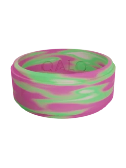 Men's Aurora Polished Step Edge Silicone Ring -Silicone Jewelry & Accessories QLO.MensModern NorthernLights.Pink .Front