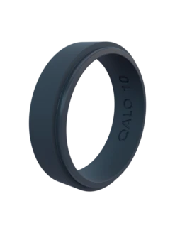 Men's Slate Grey Narrow Polished Step Edge Silicone Ring
