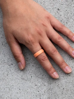 QALO Conscious Women's Modern Ring -Silicone Jewelry & Accessories QLO.PelaPrinted.Cantaloupe.Men Lifestyle 02