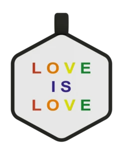 Rainbow Love Is Love Hex Dog ID Tag -Silicone Jewelry & Accessories QLO.ProudLaunch.PDP .DogTag.Flag .Vertical