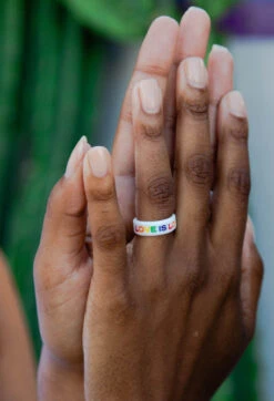 Rainbow Love Is Love Modern Silicone Ring -Silicone Jewelry & Accessories QLO.ProudLaunch.PDP .LoveisLoveRainbow.Hover