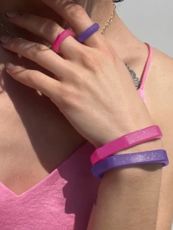 Women's Solar Spell Lake Bracelet -Silicone Jewelry & Accessories QLO.Solar .Spell .Functional.Jewelry.Lake .Bracelet.Pink .eCom .PDP .4