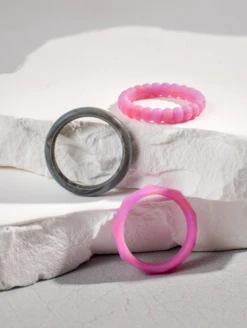 Women's Natural Stone Moonlight Triple Stack -Silicone Jewelry & Accessories QLO.Stackables.NaturalStone.Moonlight.Women Lifestyle 01