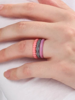 Women's Natural Stone Twilight Triple Stack -Silicone Jewelry & Accessories QLO.Stackables.NaturalStone.Twilight.Women Lifestyle 01