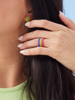 Women's Stained Glass Triple Stack -Silicone Jewelry & Accessories QLO.Translucent.Functional.Jewelry.3.24.Stained.Glass .Stackable.Ring .Set .Women Lifestyle 02