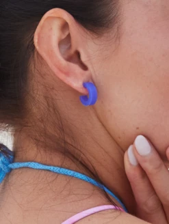 Women's Translucent Step Earrings -Silicone Jewelry & Accessories QLO.Translucent.Functional.Jewelry.3.24.Step .Earring.Blue .Glass .Women Lifestyle 01