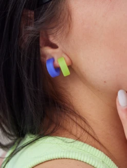 Women's Translucent Step Earrings -Silicone Jewelry & Accessories QLO.Translucent.Functional.Jewelry.3.24.Step .Earring.Blue .Glass .Women Lifestyle 02