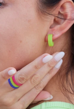 Women's Translucent Step Earrings -Silicone Jewelry & Accessories QLO.Translucent.Functional.Jewelry.3.24.Step .Earring.Green .Glass .Women Hover