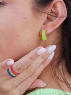 Women's Translucent Step Earrings -Silicone Jewelry & Accessories QLO.Translucent.Functional.Jewelry.3.24.Step .Earring.Green .Glass .Women Lifestyle 01