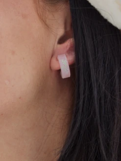 Women's Translucent Step Earrings -Silicone Jewelry & Accessories QLO.Translucent.Functional.Jewelry.3.24.Step .Earring.Pink .Prisim.Women Lifestyle 01