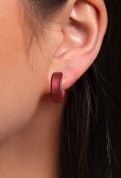 Heartfelt Step Earrings -Silicone Jewelry & Accessories QLO.VDay .2024.Step .Earring.Burgundy.Women Hover