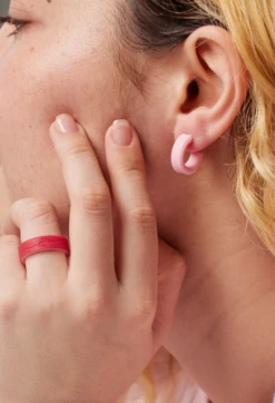 Heartfelt Step Earrings -Silicone Jewelry & Accessories QLO.VDay .2024.Step .Earring.Pink .Women Hover