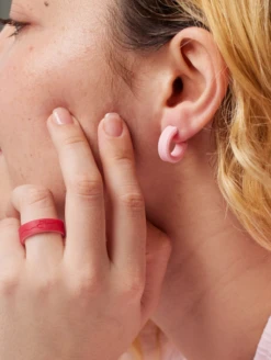 Heartfelt Step Earrings -Silicone Jewelry & Accessories QLO.VDay .2024.Step .Earring.Pink .Women Lifestyle 01