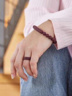 Heartfelt Tranquil Bracelet -Silicone Jewelry & Accessories QLO.VDay .2024.Tranquill.Bracelet.Burgundy.Women Lifestyle 01