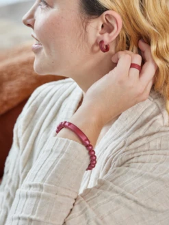 Heartfelt Tranquil Bracelet -Silicone Jewelry & Accessories QLO.VDay .2024.Tranquill.Bracelet.Metallic.Red .Women Lifestyle 01