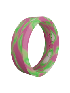Women's Aurora Modern Silicone Ring -Silicone Jewelry & Accessories QLO.WomensModern NorthernLights.Pink .Angle