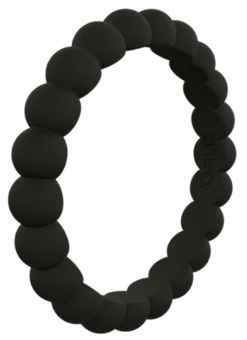 Women's Stackable Bead Pacific Opal Silicone Ring -Silicone Jewelry & Accessories StackBuilder.Bead .Black .Angle a08350c3 bcf6 447b a7d1 e2eff8f23a73