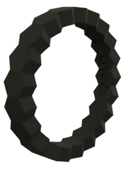 Women's Stackable Chevron Silicone Ring -Silicone Jewelry & Accessories StackBuilder.Chevron.Black .Angle