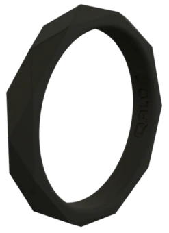 Women's Stackable Geo Silicone Ring -Silicone Jewelry & Accessories StackBuilder.Geo .Black .Angle