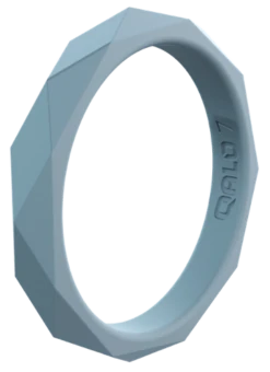 Women's Stackable Geo Silicone Ring -Silicone Jewelry & Accessories StackBuilder.Geo .BlueFlight.Angle