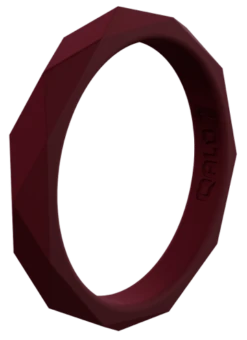 Women's Stackable Geo Silicone Ring -Silicone Jewelry & Accessories StackBuilder.Geo .Maroon.Angle