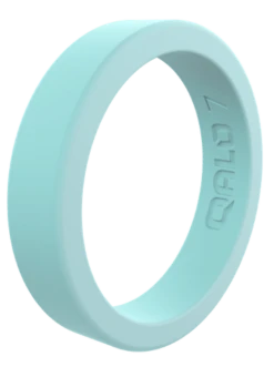 Women's Stackable Smooth Silicone Ring - Pearl -Silicone Jewelry & Accessories StackBuilder.Smooth.Aquamarine.Angle