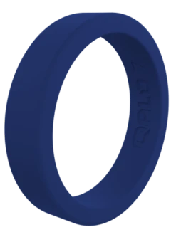 Women's Stackable Smooth Silicone Ring - Pearl -Silicone Jewelry & Accessories StackBuilder.Smooth.Navy .Angle