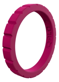 Women's Stackable Step Silicone Ring -Silicone Jewelry & Accessories StackBuilder.Step .PinkDash.Angle