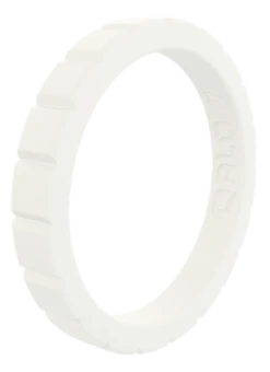 Women's Stackable Step Silicone Ring -Silicone Jewelry & Accessories StackBuilder.Step .White .Angle