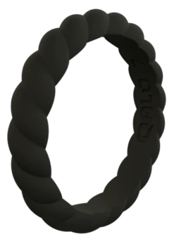 Women's Stackable Twist Silicone Ring -Silicone Jewelry & Accessories StackBuilder.Twist .Black .Angle