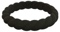 Women's Stackable Twist Silicone Ring -Silicone Jewelry & Accessories StackBuilder.Twist .Black .Front