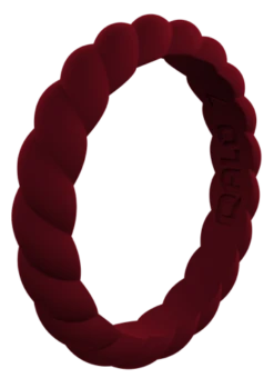 Women's Stackable Twist Silicone Ring -Silicone Jewelry & Accessories StackBuilder.Twist .Maroon.Angle
