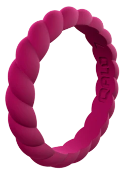 Women's Stackable Twist Silicone Ring -Silicone Jewelry & Accessories StackBuilder.Twist .PinkDash.Angle