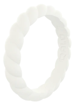 Women's Stackable Twist Silicone Ring -Silicone Jewelry & Accessories StackBuilder.Twist .White .Angle