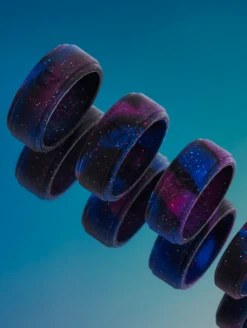 Men's Aqua Galaxy Glow Silicone Ring -Silicone Jewelry & Accessories StepEdge.Galaxy.Lifestyle2
