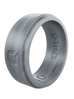 Men's White Marble Step Edge Silicone Ring -Silicone Jewelry & Accessories StepEdge.Silver.Angle