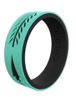 Women's Strata Arrow Silicone Ring -Silicone Jewelry & Accessories Strata.Narrow.Arrow .AquaBlack.Angle