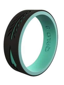 Women's Strata Arrow Silicone Ring -Silicone Jewelry & Accessories Strata.Narrow.Arrow .BlackAqua.Angle
