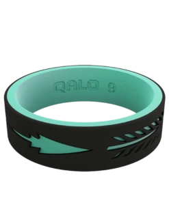 Women's Strata Arrow Silicone Ring -Silicone Jewelry & Accessories Strata.Narrow.Arrow .BlackAqua.Front