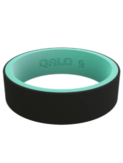 Women's Strata Silicone Ring -Silicone Jewelry & Accessories Strata.Narrow.BlackAqua.Front 7a1cddb7 bc7f 40b3 9db9 027f979545a5