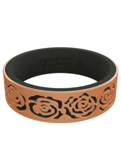Women's Clearance Gold/Black Strata Blossom Silicone Ring -Silicone Jewelry & Accessories Strata.Narrow.Blossom.RoseGoldBlack.Front 7fe17a80 22ba 4620 a93c 8706de99a7c8