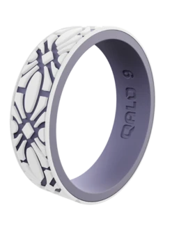 Women's Strata Flora Silicone Ring -Silicone Jewelry & Accessories Strata.Narrow.Flora .WhiteLilac.Angle