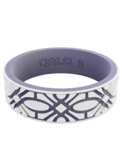 Women's Strata Flora Silicone Ring -Silicone Jewelry & Accessories Strata.Narrow.Flora .WhiteLilac.Front