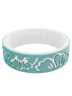 Women's Strata Hibiscus Silicone Ring -Silicone Jewelry & Accessories Strata.Narrow.Hibiscus.MintWhite.Front