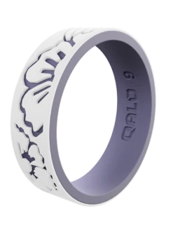 Women's Strata Hibiscus Silicone Ring -Silicone Jewelry & Accessories Strata.Narrow.Hibiscus.WhiteLilac.Angle