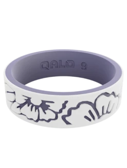 Women's Strata Hibiscus Silicone Ring -Silicone Jewelry & Accessories Strata.Narrow.Hibiscus.WhiteLilac.Front