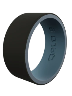 Men's Strata Silicone Ring -Silicone Jewelry & Accessories Strata.Wide .BlackDenim.Angle