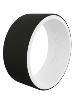 Men's Strata Silicone Ring -Silicone Jewelry & Accessories Strata.Wide .BlackWhite.Angle