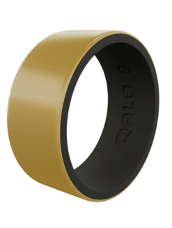 Men's Metallic Strata Silicone Ring -Silicone Jewelry & Accessories Strata.Wide .GoldBlack.Angle